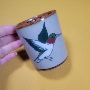 Vintage Mexican Hummingbird Earthenware Mug